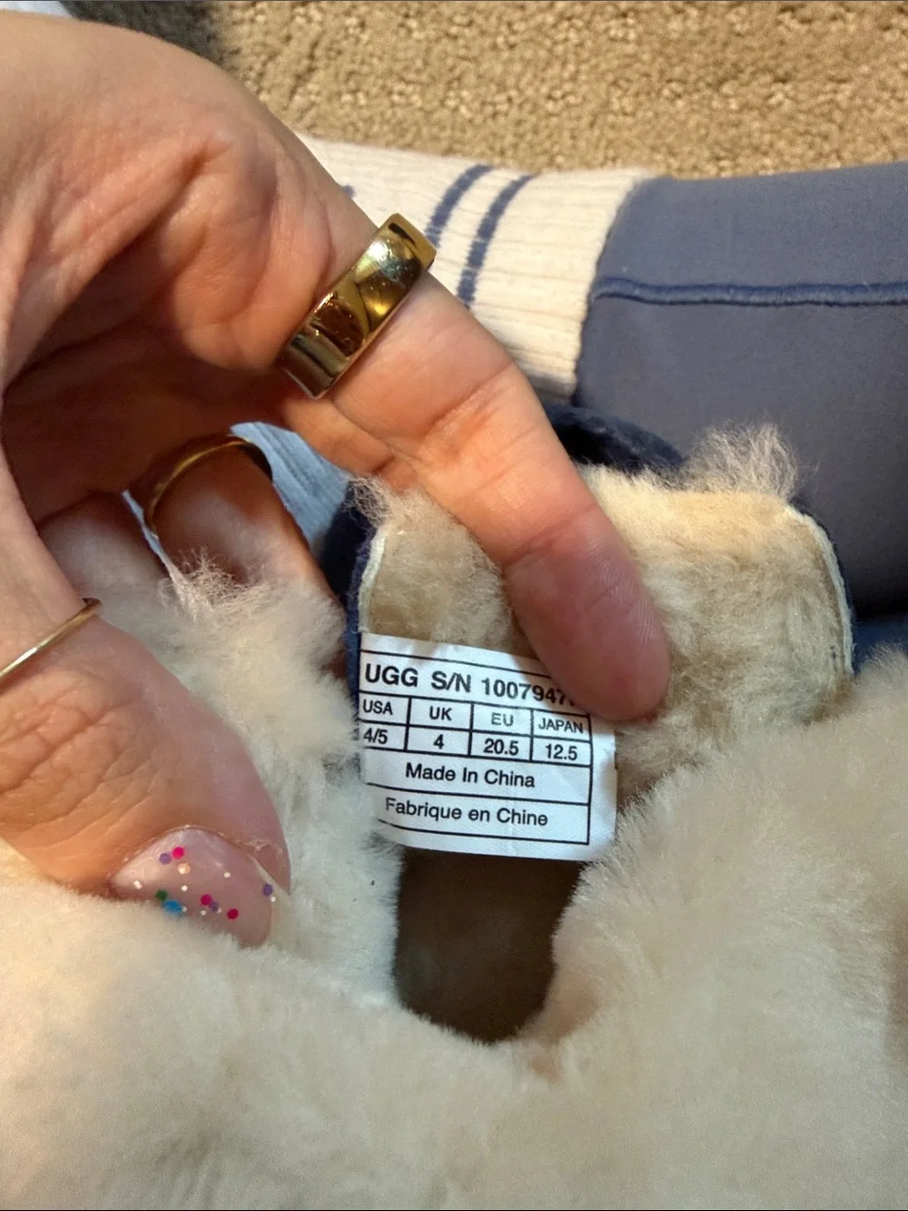 Blue Faux-Shearling Toddler UGG Moccasin Slippers